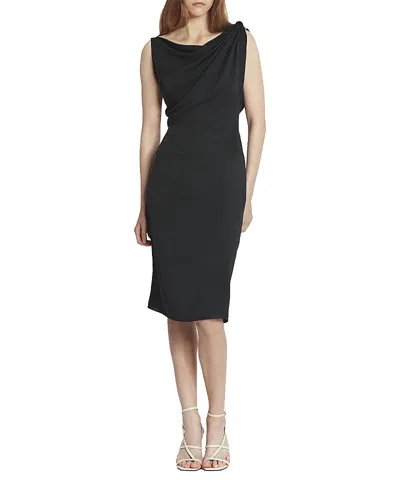 Lanvin Arpege Ring Draped Silk Dress In Black