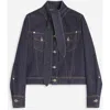Lanvin Ascot Collar Denim Jacket In Navy Blue