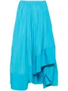 Lanvin Midi Skirt With Asymmetrical Hem And Pleated Design In Blue