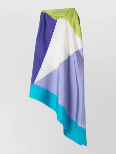 Lanvin Asymmetric Color Block Silk Nylon Top In Multi