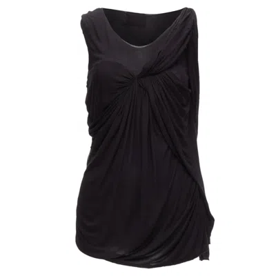 Pre-owned Lanvin Asymmetric Draped Tank Top In Black