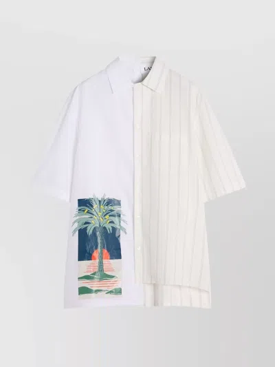 LANVIN ASYMMETRIC HEM GRAPHIC PRINT SHIRT