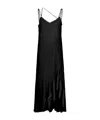 Lanvin Maxi Black One-shoulder Pleated Dress With Beads In Crêpe De Chine Woman In Black