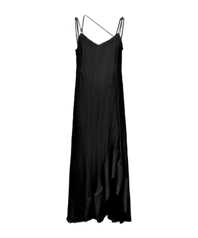 LANVIN LANVIN PLEATED ASYMMETRIC-HEM SLEEVELESS MIDI DRESS