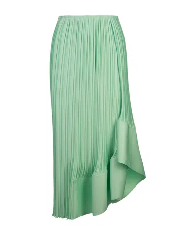 Lanvin Green Satin Asymmetrical Midi Skirt