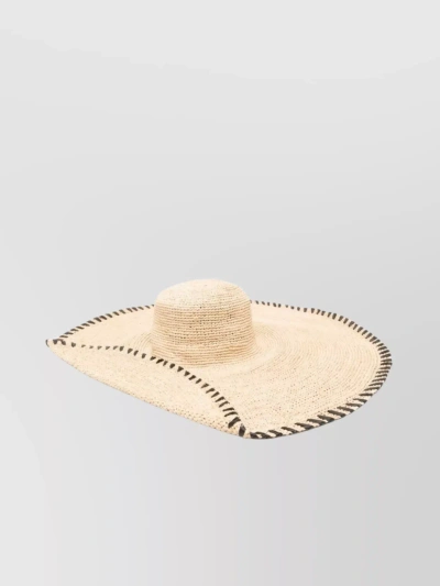 Lanvin Whipstitch-detailing Raffia Hat In Neutrals