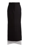 Lanvin Asymmetric Wool Maxi Column Skirt In Black