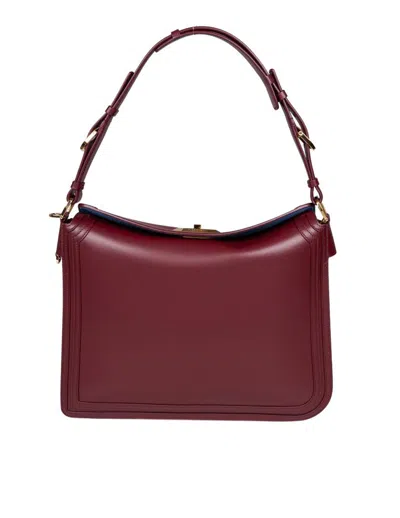 Lanvin Asymmetrical Compagnon Suede Bag In Burgundy