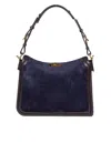 Lanvin Asymmetrical Compagnon Suede Bag In Blue