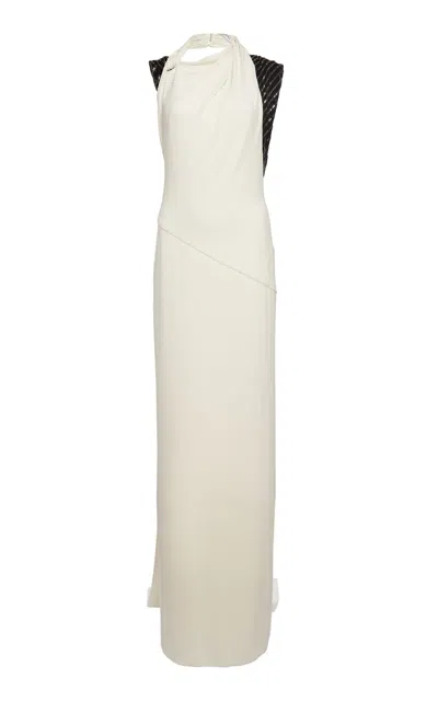 Lanvin Asymmetrical Embroidered Maxi Dress In White