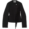 Lanvin Asymmetrical Fringe Blazer Button Detail In Black