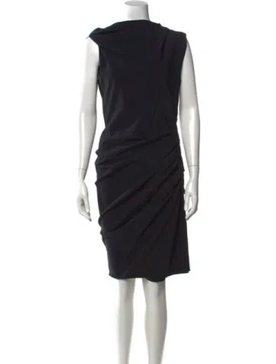 Pre-owned Lanvin Asymmetrical Knee-length Dress In Black