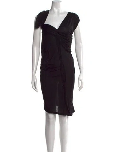 Pre-owned Lanvin Asymmetrical Knee-length Dress In Black
