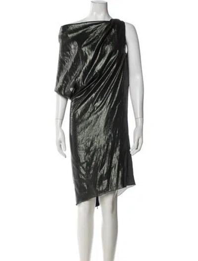 Pre-owned Lanvin Asymmetrical Knee-length Dress In Green/metallic