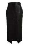 Lanvin Asymmetrical Leather Midi Skirt In Black