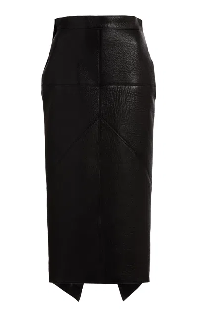 Lanvin Asymmetrical Leather Midi Skirt In Black