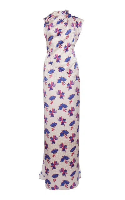 Lanvin Asymmetrical Low-cut Silk Maxi Dress In White