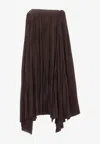 Lanvin High Waist Asymmetric Gathered Maxi Skirt In Brown