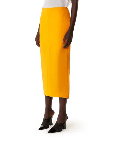 Lanvin Asymmetrical Midi Skirt In Paper And Viscose In Orange