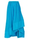 Lanvin Midi Skirt With Asymmetrical Hem And Pleated Design In Pool