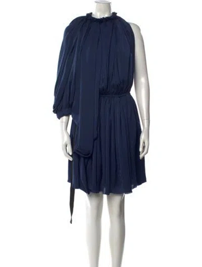 Pre-owned Lanvin Asymmetrical Mini Dress In Blue