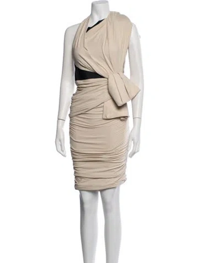 Pre-owned Lanvin Asymmetrical Mini Dress In Neutrals