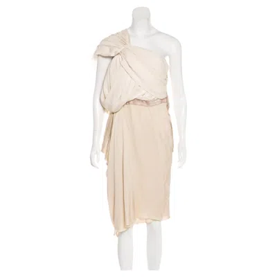 Pre-owned Lanvin Asymmetrical One-shoulder Dress, 2000s In Sand