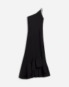 Lanvin Micro Pleated One Shoulder Gown In Black