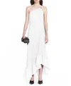 Lanvin Asymmetrical Pleated Dress In Off White