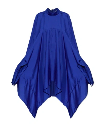 Lanvin Asymmetrical Pleated Top In Blue