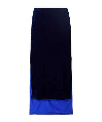 Lanvin Asymmetric Velvet Skirt In Blue