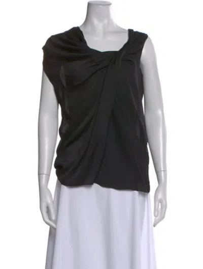 Pre-owned Lanvin Asymmetrical Sleeveless Blouse In Black
