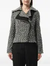 Lanvin Asymmetric-zip Tweed Jacket In Gray