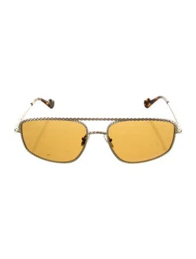 Pre-owned Lanvin Aviator Tinted Sunglasses In Brown