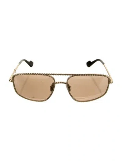 Pre-owned Lanvin Aviator Tinted Sunglasses In Gold
