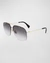Lanvin Babe Rimless Studded Metal Aviator Sunglasses In Gold/gradient Grey