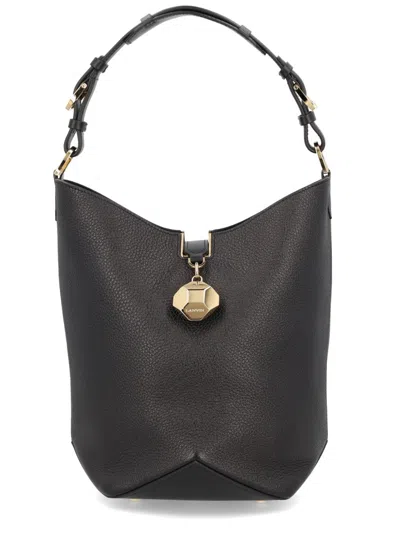 Lanvin Catch Textured Calf Leather Bucket Bag In Brown