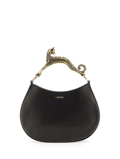 Lanvin Leather Animal Motif Hobo Handbag In Black
