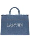 Lanvin Denim Tote Bag Frayed Detailing In Blue