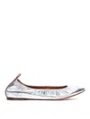 Lanvin Silver Leather Ballet Shoes In Silver
