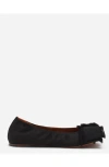 Lanvin Satin Bow Ballet Flats In Black