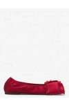 Lanvin Satin Bow Ballerina Shoes In Red