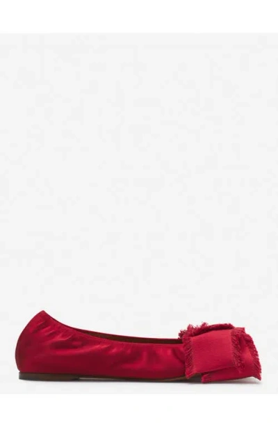 Lanvin Satin Bow Ballerina Shoes In Red