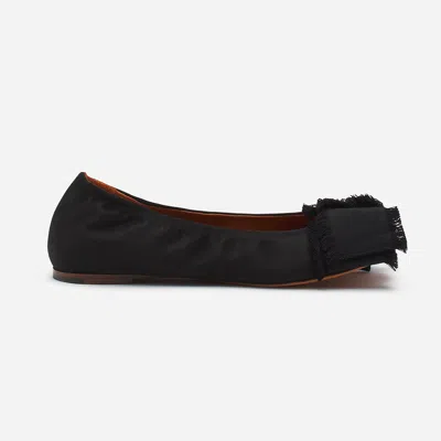 Lanvin Ballerina Flat With A Satin Bow For Women In Black