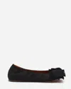 Lanvin Satin Bow Ballet Flats In Black