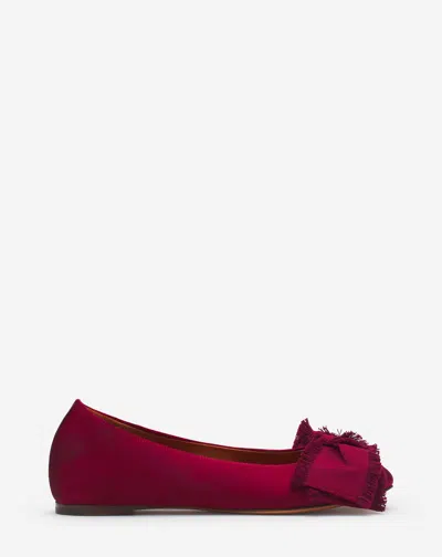 Lanvin Ballerina Flat With A Satin Bow For Women In Redwood