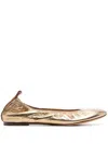 Lanvin Ruched Detail Metallic Ballerina Shoes In M Gold