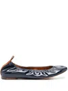 Lanvin Womens Navy Ballerina Patent-leather Pumps In Blue
