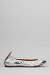 LANVIN BALLET FLATS IN SILVER LEATHER