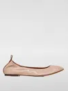 Lanvin Round Toe Ballet Flats In Nude Leather In Beige